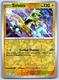 Zeraora - Reverse Holo - Stellar Crown SCR 055/142 Rare Pokemon TCG Card - Image 1