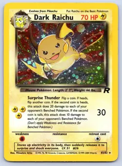 Dark Raichu 83/82 Team Rocket Unlimited Holo Pokemon LP - Image 1