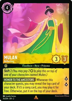 Lorcana FOIL Mulan - Reflecting - Rise of the Floodborn # 016 - Image 1