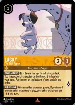 4x Lorcana Lucky - The 15th Puppy - 8/204 - Rare - Cold Foil, Near Mint Into the - Image 1