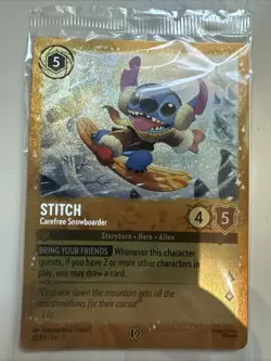 Stitch Carefree Snowboarder 42/P3 Promo Rare Holofoil Factory Sealed NM Lorcana - Image 1
