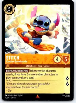 Stitch - Carefree Snowboarder 7/204 R Winterspell Lorcana NM/M - Image 1