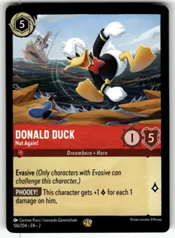 Donald Duck - Not Again! 106/204 Legendary Rise of the Floodborn Lorcana NM - Image 1