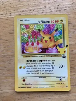 Pokemon Pikachu Birthday Surprise 24 Holo Card NM - Rare TCG Collectible - Image 1