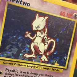 Wizards Mewtwo 10/102 Base Set Holo Rare ENG 1999 60 HP Sugimori - Image 2