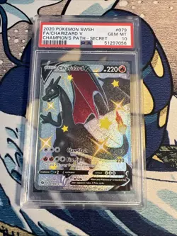 2020 Pokemon SWSH FA/Charizard V Champions Path Secret Rare PSA 10 CRACKED CASE - Image 1