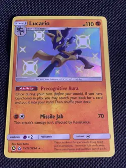 Pokemon TCG Lucario SV22/SV94 Hidden Fates Shiny Vault Holo Rare - Image 1