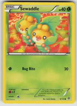 Sewaddle 8/135 Common Plasma Storm Pokemon Heavily Played - Image 1