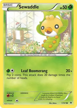 Pokemon TCG Sewaddle Noble Victories 1/101 Common NM/M Grass Sewing - Image 1