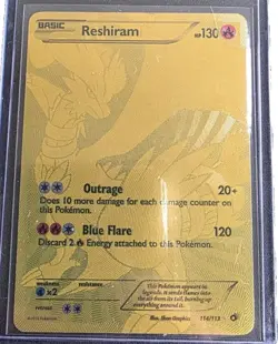 Pokemon TCG Legendary Treasures 114/113 Gold Reshiram Secret Rare. - Image 1