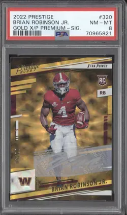 Brian Robinson Jr 2022 Panini Prestige 320 Gold Xtra Points Prem Auto /50 PSA 8 - Image 1