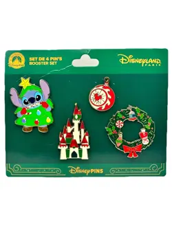 Disneyland Paris Christmas Stitch Booster Set 4-Pin Set 2025 Holiday Castle - Image 1