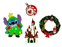 Disneyland Paris Christmas Stitch Booster Set 4-Pin Set 2025 Holiday Castle - Image 2