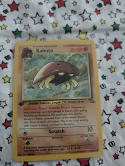Pokemon TCG Kabuto Fossil 1st Edition Common Card 50/62 - Image 1