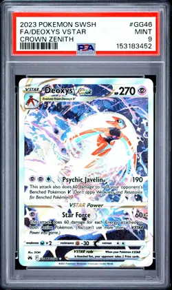 PSA 9 Deoxys VSTAR GG46/GG70 Crown Zenith Holo Full Art Pokemon Card - Mint - Image 1