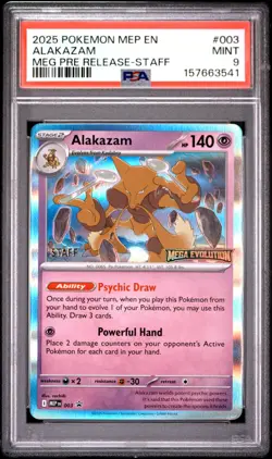 2025 POKEMON MEP EN-ME BLACK STAR PROMO #003 ALAKAZAM PSA 9 - Image 1