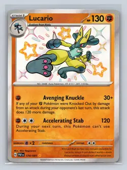 Lucario 174/091 Shiny Rare Paldean Fates Pokemon NM - Image 1