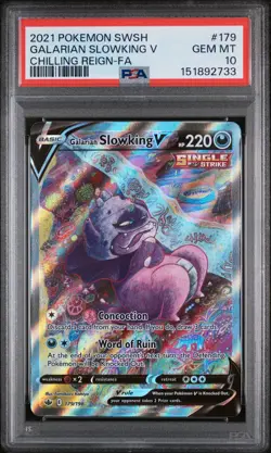 2021 POKEMON SWORD & SHIELD CHILLING REIGN FULL ART/GALARIAN SLOWKING V PSA 10 - Image 1