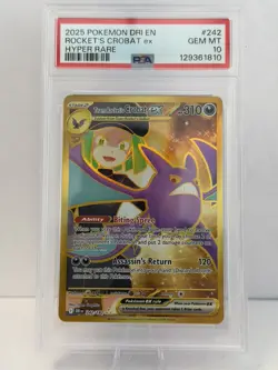 🚀 2025 Pokemon Destined Rivals Rocket's Crobat EX #242 💎 PSA 10 🔥 - Image 1