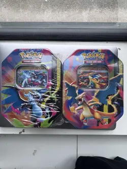 Pokemon TCG Mega Charizard X & Y Mega Evolution Tin Set - 2 Tins -New & Sealed - Image 1