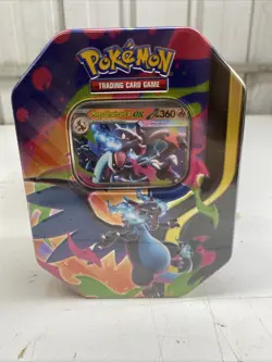 Pokemon Mega Charizard ex Factory Sealed Tin Box - Charizard X - 4 Booster Packs - Image 1