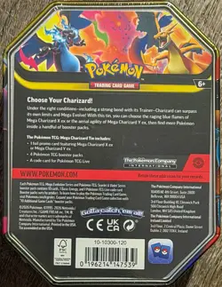 Pokemon TCG Mega Charizard (X) Tin - Mega Evolution Phantasmal Flames Sealed - Image 2