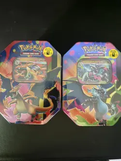 Pokemon TCG Mega Charizard ex Tin Set of 2 Sealed X & Y - Image 1