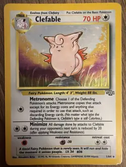 Clefable Holo 1/64 Jungle Set Pokemon Card WOTC 1999 Vintage MP - Image 1