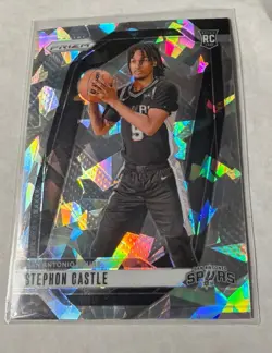 2024-25 PANINI PRIZM STEPHON CASTLE CRACKED ICE ROOKIE CARD #234 SPURS - Image 1