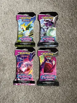 POKEMON Sword Shield FUSION STRIKE BOOSTER SLEEVE PACKS ALL 4 ARTWORK NICE! - Image 1