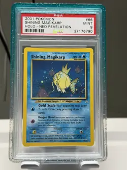 2001 POKEMON NEO REVELATION #66 SHINING MAGIKARP-HOLO PSA 9 HALF SWIRL - Image 1