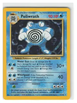 POKEMON Card BASE Set POLIWRATH #13/102 Black Star Rare Holo Holofoil Shiny NM - Image 1