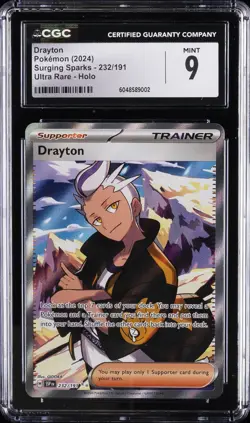 2024 POKEMON SURGING SPARKS - ULTRA RARE - HOLO #232/191 DRAYTON CGC 9 - Image 1