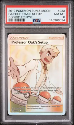 PROFESSOR OAK'S SETUP 233/236 COSMIC ECLIPSE POKEMON PSA 8 - Image 1