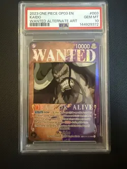 2023 ONE PIECE OP03-PILLARS OF STRENGTH WANTED ALTERNATE ART #003 KAIDO PSA 10 - Image 1