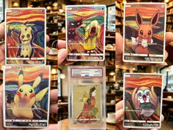 6PCS Pokemon Van Gogh Ukiyoe Card Pikachu Eevee Psyduck Mimikyu Rowlet HOT - Image 1