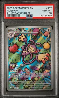 PSA 10 - Ambipom - 107/094 - Illustration Rare - Phantasmal Flames - Pokemon TCG - Image 1