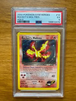 2000 Pokemon Rocket's Moltres 12/132 Gym Heroes Rare Holo PSA EX 5 - Image 1
