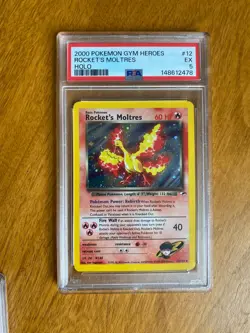 2000 Pokemon Rocket's Moltres 12/132 Gym Heroes Rare Holo PSA EX 5 - Image 5