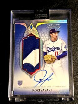 2025 Topps Dynasty Roki Sasaki GAME USED Patch Auto SILVER 1/5 Dodgers Alpha RC - Image 1