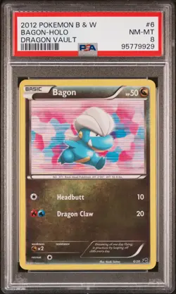 2012 POKEMON B&W DRAGON VAULT #6 BAGON-HOLO PSA 8 - Image 1