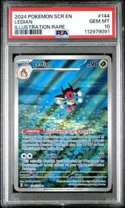 2024 POKEMON SCR EN-STELLAR CROWN ILLUSTRATION RARE #144 LEDIAN PSA 10 - Image 1