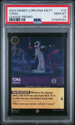 2023 DISNEY LORCANA EN P1-PROMO LEAGUE PROMO #10 YZMA - ALCHEMIST PSA 10 - Image 1