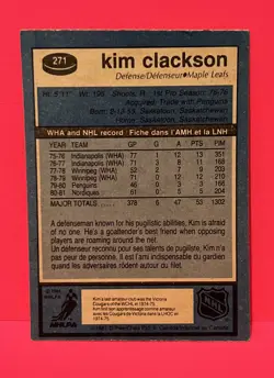1981-82 O-Pee-Chee Kim Clackson Rookie Card #271 Toronto Maple Leafs RC OPC - Image 2