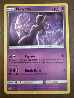 Pokemon Card TCG Mewtwo 12/18 Holo Rare Detective Pikachu 2019 - Image 1