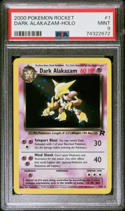 Pokemon Team Rocket Dark Alakazam Holo Rare 01/82 PSA 9 2000 English Unlimited - Image 1