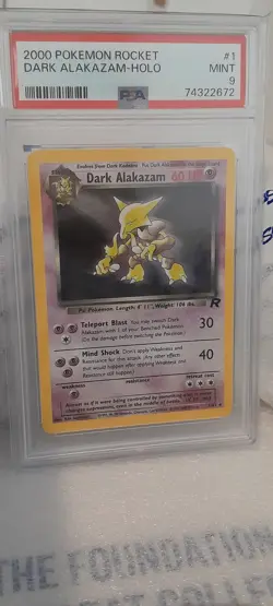 Pokemon Team Rocket Dark Alakazam Holo Rare 01/82 PSA 9 2000 English Unlimited - Image 3