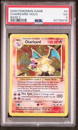 2000 POKEMON GAME BASE II #4 CHARIZARD-HOLO PSA 3 - Image 1