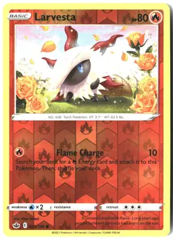Larvesta 023/198 Common Chilling Reign Pokemon Reverse Holo Near Mint - Image 1
