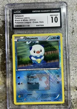 Oshawott 27/114 Cross Holo Pokemon League CGC 10 - Image 1